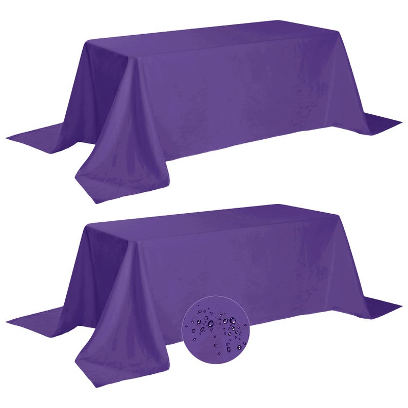 Fokitut 2 Pack Waterproof Rectangle Tablecloth 90x156 InchStain Resistant and Wrinkle Polyester Table Cloth Fabric Table Cover for Kitchen Dining Wedding Party Holiday DinnerPurple