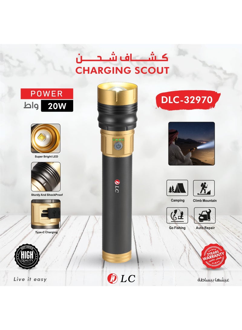DLC Charging Scout Rechargeable Flashlight, 20W, DLC-32970