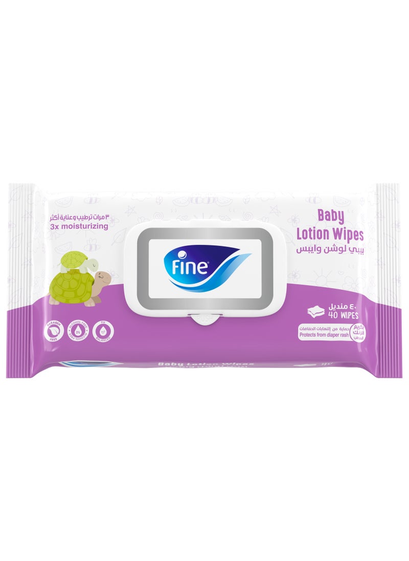 Fine Baby Baby Lotion Wipes 40 Count  - Image 1