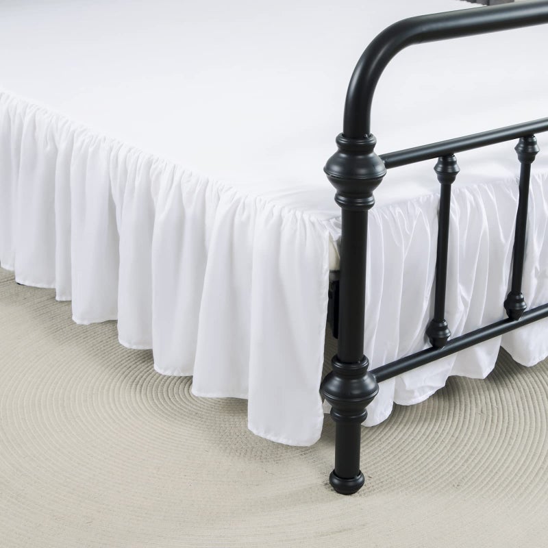 xuan dian xuan dian Bed Skirt Queen Size Ruffled Bed Skirt with Split Corners  14 Inch Drop Dust Ruffle Bed Skirt with Platform  White 