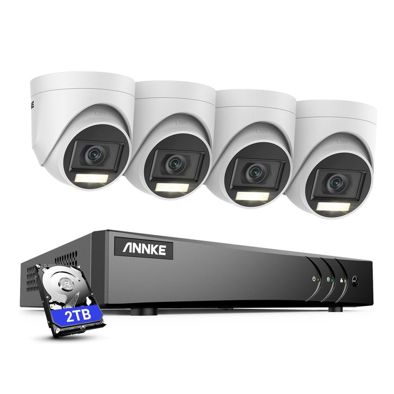 ANNKE ANNKE 8CH 3K Security Camera System with Audio/Mic, Surveillance AI DVR and 4 x 3K (2960 * 1665) CCTV Dom Camera with Dual Light, Human/Vehicle Detection, IP67, Color Night Vision,2TB Hard Drive  - Image 1