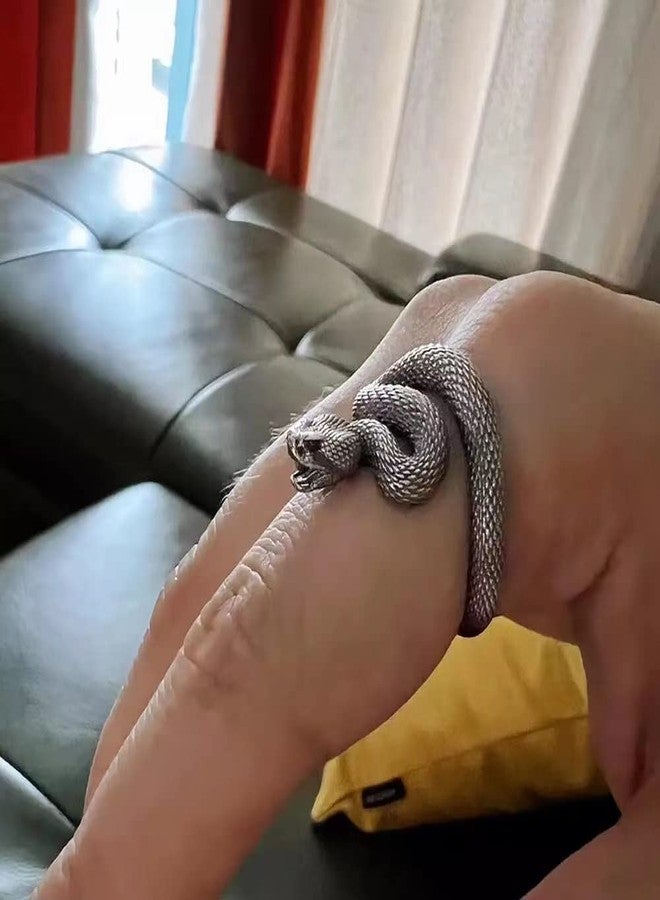 HAIXIAN Unisex Wrap Rattlesnake Ring, S925 Sterling Silver, Black Silver, Punk Gothic Cocktail Party Style, Snake Ring Jewelry for Men Women (Ring_B, 10) - Image 2