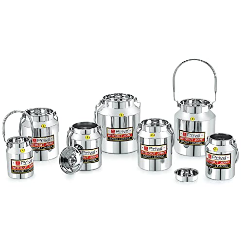 Priya Stainless Steel Milk Can/Milk Barni/Milk Pot/Oil Can with Lid – 2 Litre Capacity, 12cm Diameter | Durable & Rust-Resistant Container for Milk, Oil & Liquid Storage | Easy to Carry & Clean - Image 4