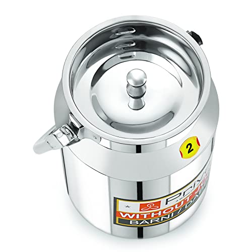 Priya Stainless Steel Milk Can/Milk Barni/Milk Pot/Oil Can with Lid – 2 Litre Capacity, 12cm Diameter | Durable & Rust-Resistant Container for Milk, Oil & Liquid Storage | Easy to Carry & Clean - Image 3