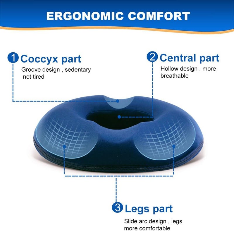 BLYPHOO Memory Foam Seat Cushion：Massage Donut Pillow Anti Hemorrhoids Hip Push Up Yoga, Coccyx Orthopedic Seat Cushion, Comfort Tailbone Pillow, Coccyx Donut Cushion for Home Office Car Chair (For Women) - Image 3