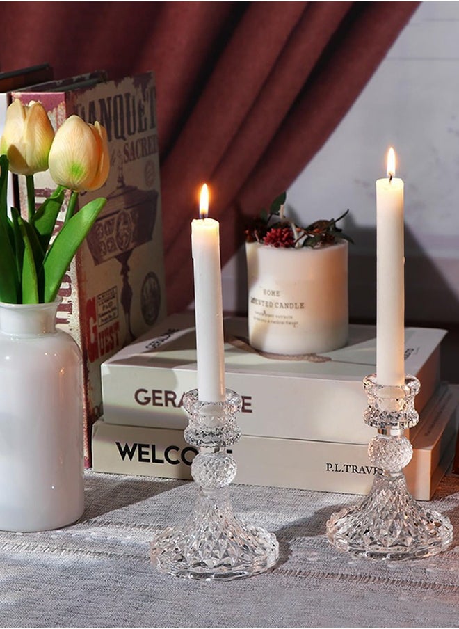 Garlo Clear Glass Candlestick Holders,6 pcs Set Include Taper Candle Holders and Stripe Candle Holders,Two Style for Formal Events, Wedding, Festival,Church, Party & Festival Decoration  - Image 2