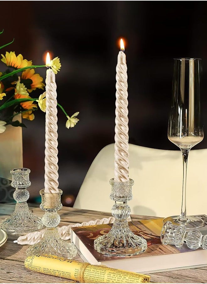 Garlo Clear Glass Candlestick Holders,6 pcs Set Include Taper Candle Holders and Stripe Candle Holders,Two Style for Formal Events, Wedding, Festival,Church, Party & Festival Decoration  - Image 5