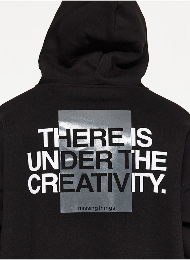 trendyol - Black Men's Hoodie Long Sleeve Sweatshirt - Image 1