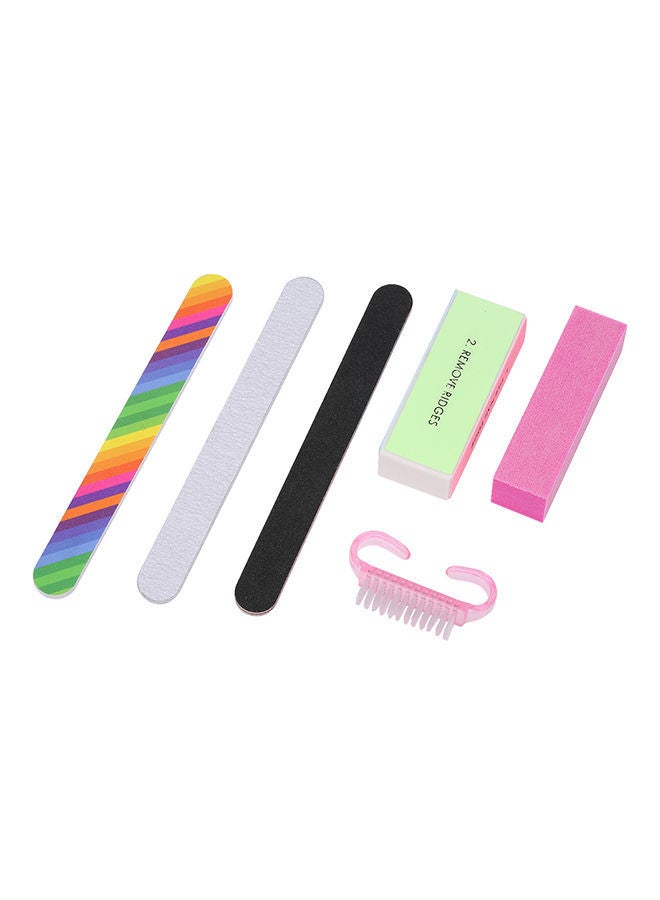 NIBEMINENT 6-Piece Nail Manicure Brush Buffer Set Multicolour