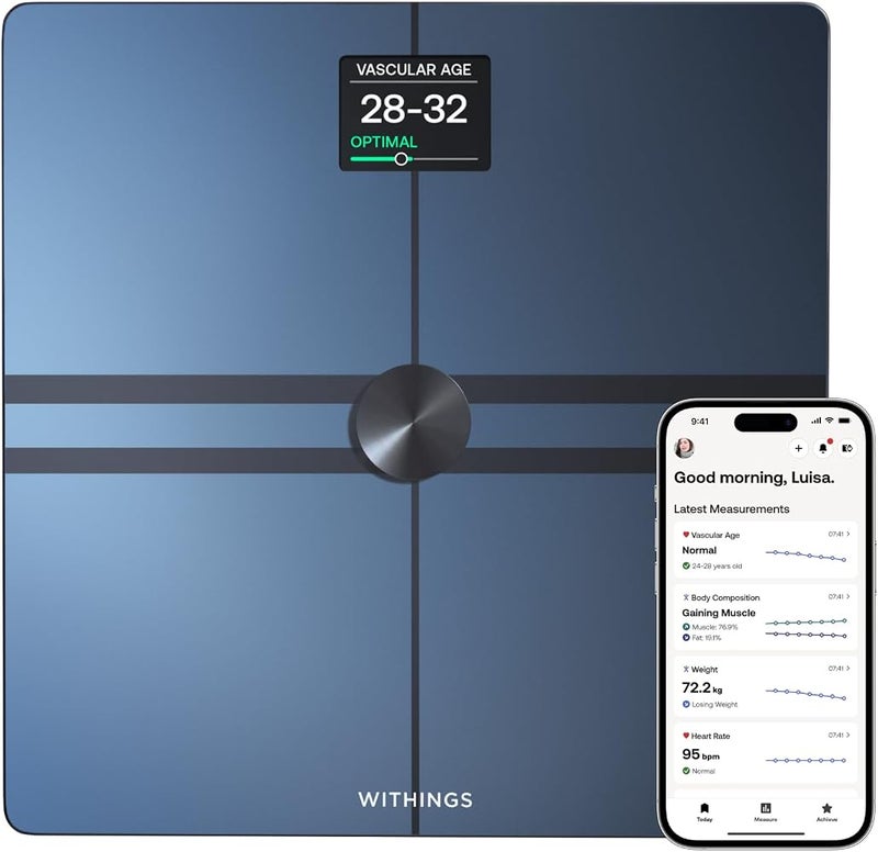 Withings Body Comp WiFi Bath Scale with Full Body Analysis (Weight, Body Fat/Muscle Fat/Body Fat, Water) and Cardio Tracking, Personal Scale, Up to 8 Users - Image 1