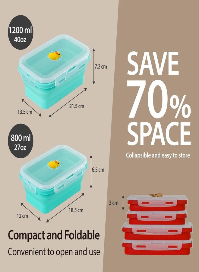 Bone 40.5oz Silicone Foldable Food Container, 1200ml Collapsible Fresh Box with Vent Plug Lid, Microwave & Dishwasher Safe Lunch Box for Meal Prep, Cute Animal Airtight Food Storage (Miao Cat) - Image 2