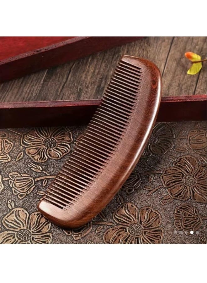 BOLREUS 2 Pcs Natural Wood Fiber Crescent Comb, Long Handle, Anti-Static Wide Tooth Detangling Hair Comb, Scalp Massage Brush for All Hair Types - Unisex - Image 4