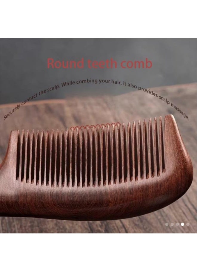 BOLREUS 2 Pcs Natural Wood Fiber Crescent Comb, Long Handle, Anti-Static Wide Tooth Detangling Hair Comb, Scalp Massage Brush for All Hair Types - Unisex - Image 3