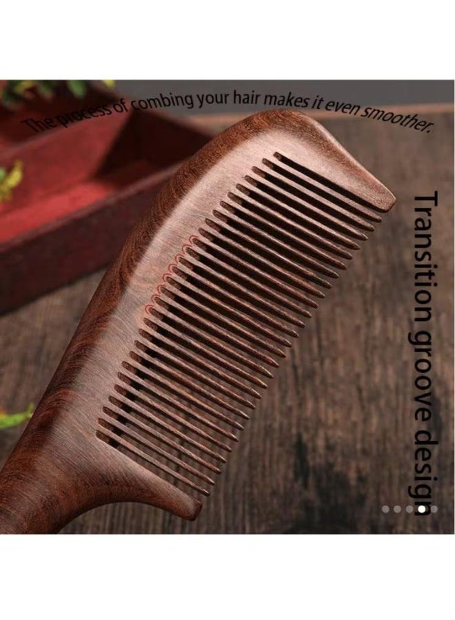 BOLREUS 2 Pcs Natural Wood Fiber Crescent Comb, Long Handle, Anti-Static Wide Tooth Detangling Hair Comb, Scalp Massage Brush for All Hair Types - Unisex - Image 5