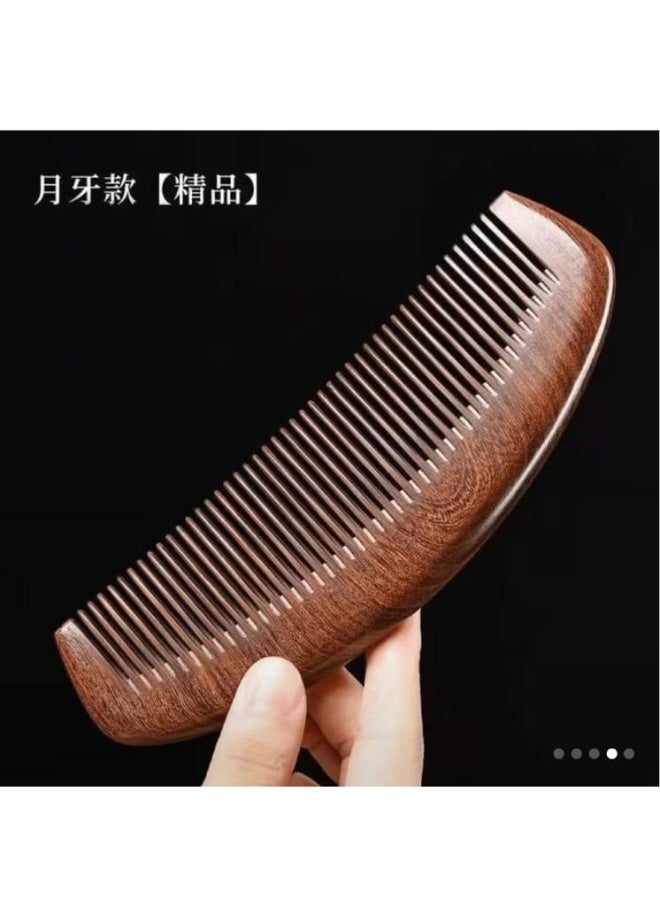 BOLREUS 2 Pcs Natural Wood Fiber Crescent Comb, Long Handle, Anti-Static Wide Tooth Detangling Hair Comb, Scalp Massage Brush for All Hair Types - Unisex - Image 2