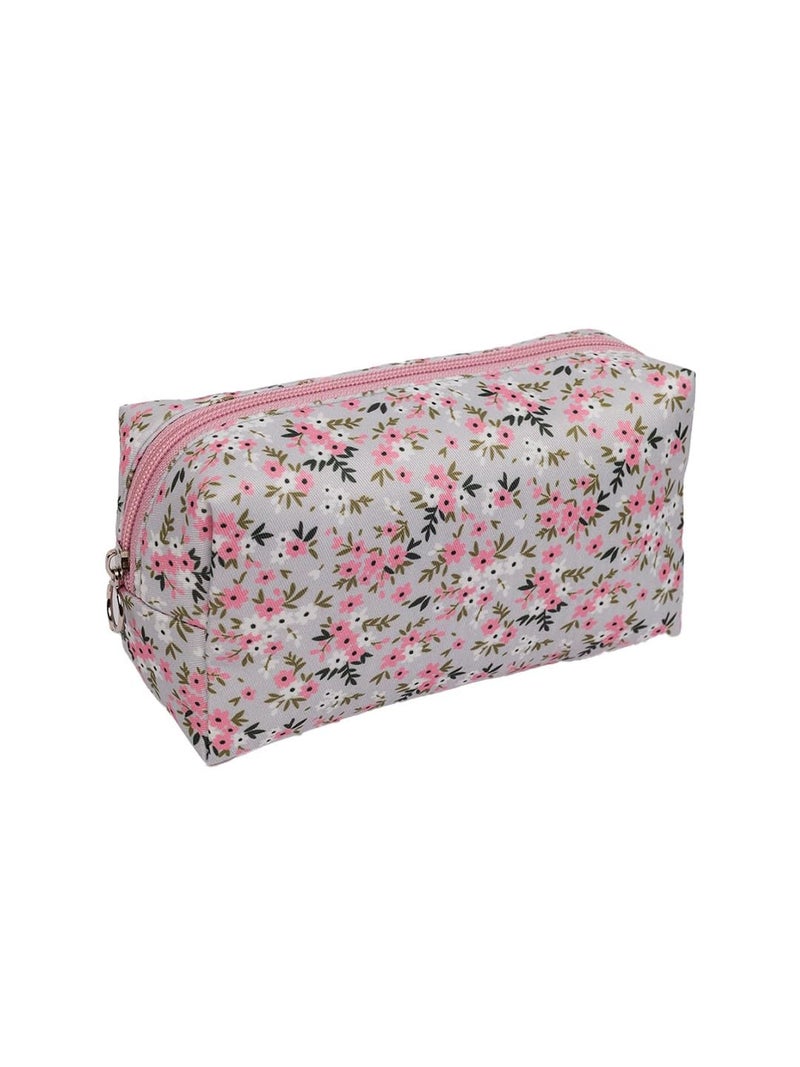 QIPS All-in-One Travel Organizer Pouch: Versatile Makeup Bag, Cosmetic Organizer, Gadget & Toiletry Storage, Medicine Kit, and More for Ultimate Travel Convenience (Grey & Pink) - Image 1