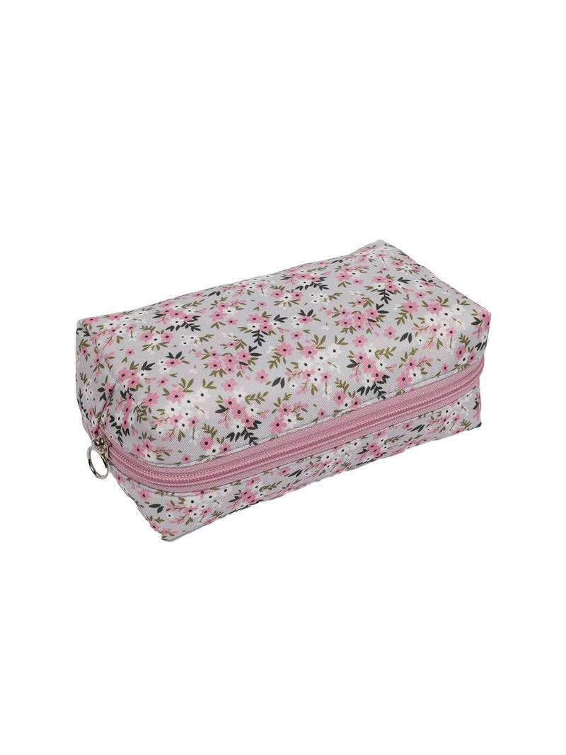 QIPS All-in-One Travel Organizer Pouch: Versatile Makeup Bag, Cosmetic Organizer, Gadget & Toiletry Storage, Medicine Kit, and More for Ultimate Travel Convenience (Grey & Pink) - Image 3