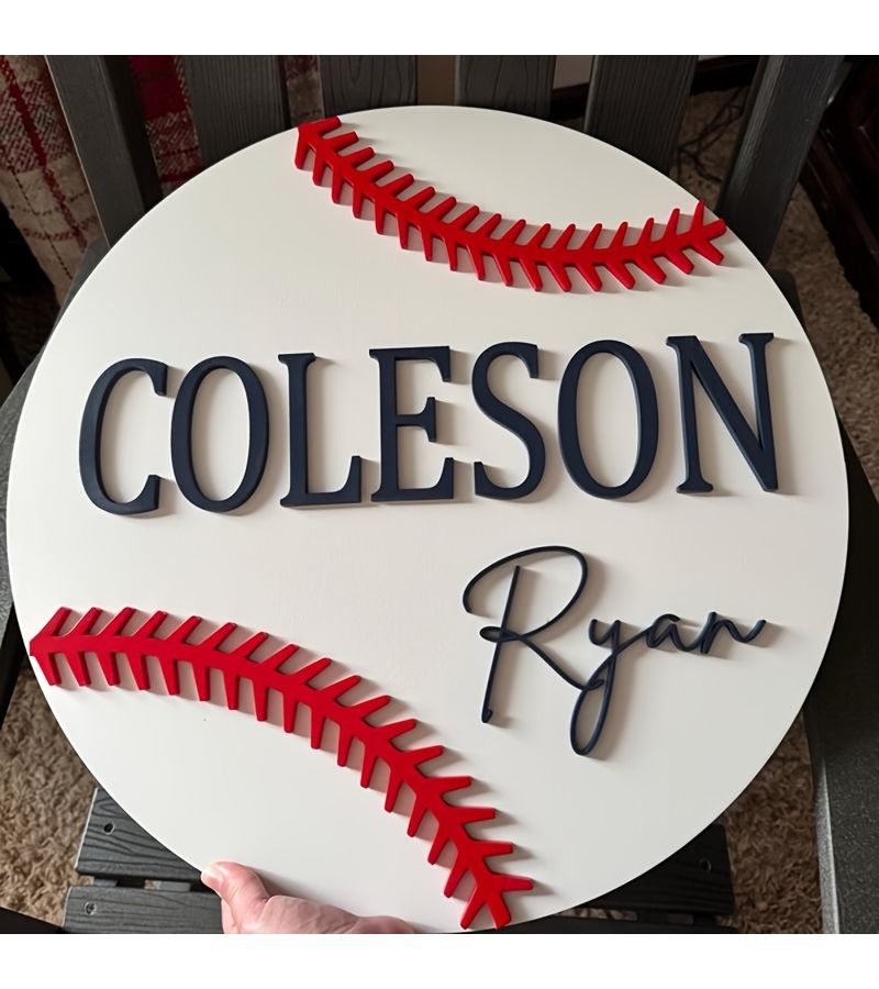 Personalized Baseball Themed Nameplate Decoration White For Baby Room Nursery Wall Sign Sports Theme Birthday Gift Kindergarten Decor - Image 5