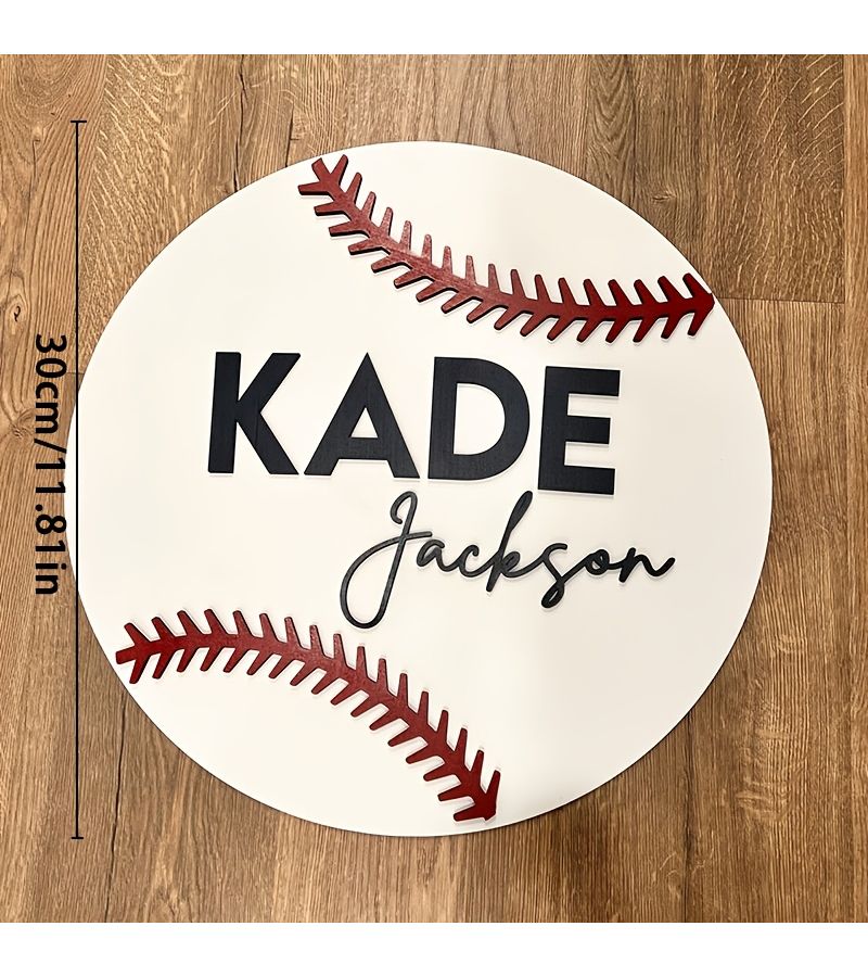 Personalized Baseball Themed Nameplate Decoration White For Baby Room Nursery Wall Sign Sports Theme Birthday Gift Kindergarten Decor - Image 3