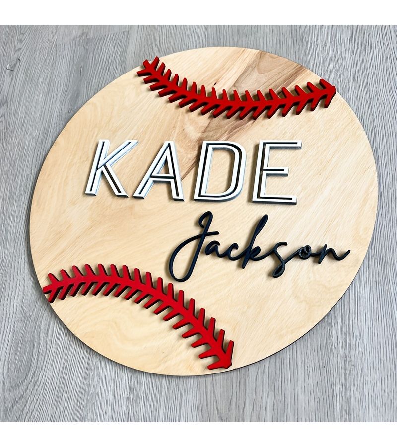 Personalized Baseball Themed Nameplate Decoration White For Baby Room Nursery Wall Sign Sports Theme Birthday Gift Kindergarten Decor - Image 2