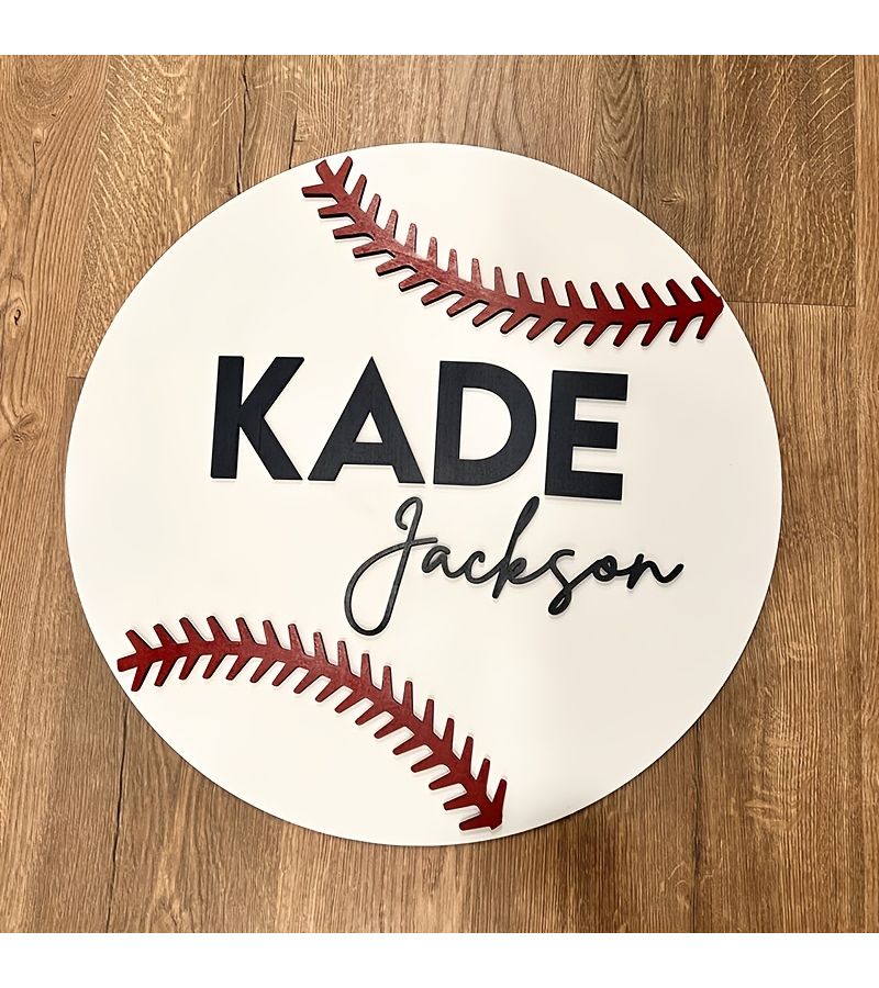 Personalized Baseball Themed Nameplate Decoration White For Baby Room Nursery Wall Sign Sports Theme Birthday Gift Kindergarten Decor - Image 4