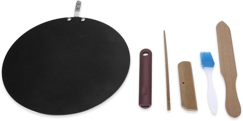 2 Pieces Dosa Tava Pan Nonstick Flat Griddle Pan Aluminum Alloy Pancake Pan Frying Pan with Oil Brush Suitable for Kitchen Cooking Breakfast - Image 4