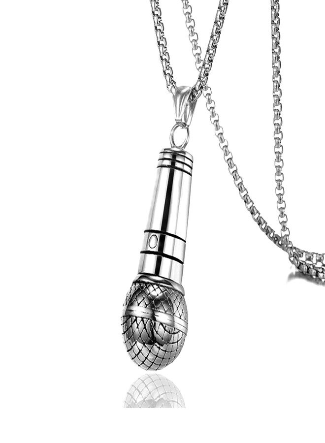 Fusamk Punk Stainless Steel Microphone Pendant Necklace,24" Box Chain - Image 1