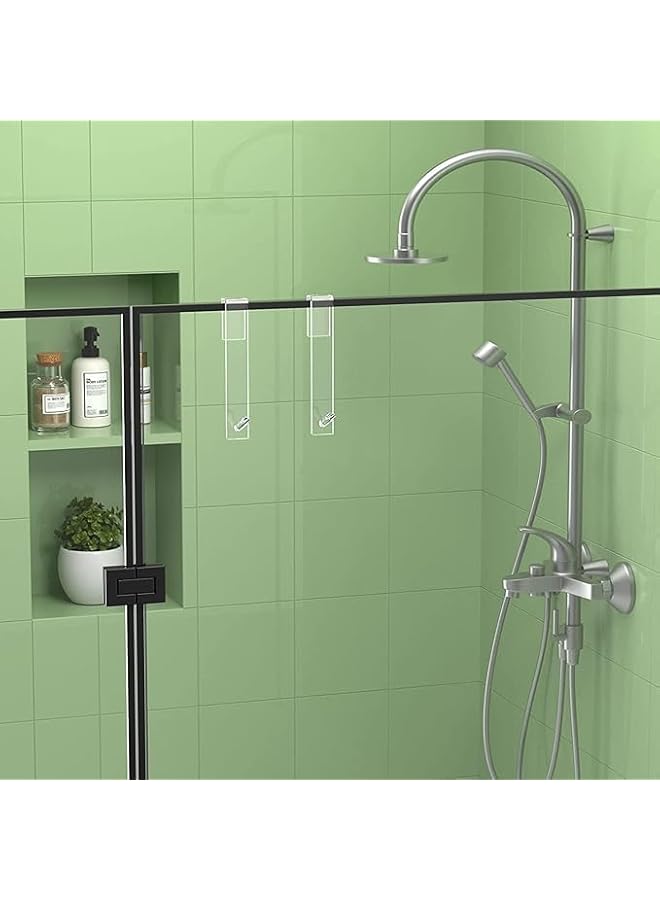 Green Tiger 2 Pcs, Acrylic, Over Door Hooks, Extended Shower Door Hooks, Easy to Install, Sturdy and Durable, for Bathroom Glass Shower Door, 7.2inch, Clear - Image 2