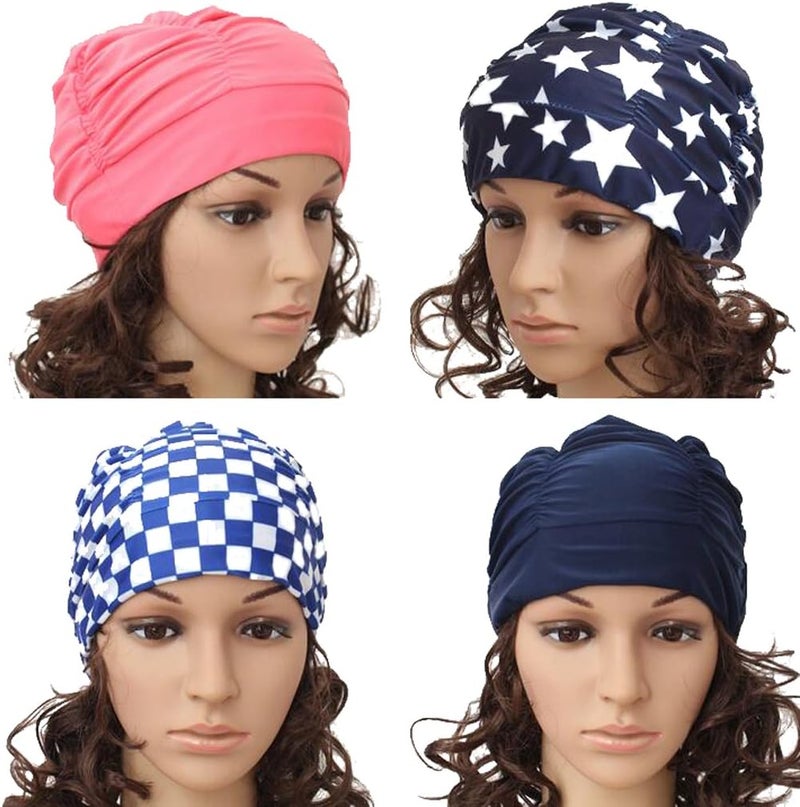 Ewandastore غطاء سباحة ملون من النايلون مطوي كبير للبالغين للرجال والنساء ذوي الشعر الطويل - Image 4