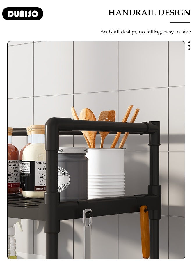 DUNISO رفوف تخزين من 4 طبقات، منظم رف مطبخ مستقر، رف تخزين مع مساند، رف قائم قابل للإزالة مع خطافات، رف متعدد الاستخدامات، وحدة رفوف لغرفة الغسيل، غرفة المعيشة، المرآب، المخزن، غرفة الدراسة - Image 4