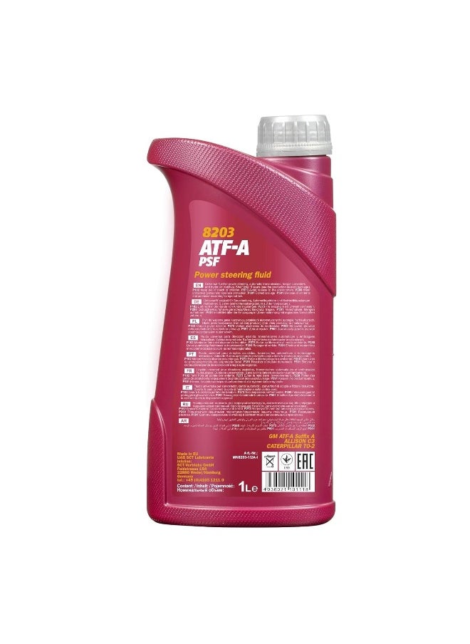 MANNOL زيت معدني ألماني من إنتاج شركة ATFA Psf Universal AllSeason لأنظمة التوجيه المعزز، وناقلات الحركة الأوتوماتيكية للأجيال القديمة، ولجميع أنواع المركبات. مصمم وفقًا لمتطلبات شركة جنرال موتورز. (1 لتر)  - Image 2
