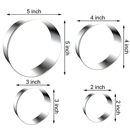 QAAQS Circle Round Biscuit Cookie Cutter Set - Large Donut Cutter Ring Molds - 5 Inch, 4 Inch, 3 Inch, 2 Inch - Geometric Plaque Cookie Cutters Shapes - Stainless Steel - Image 2