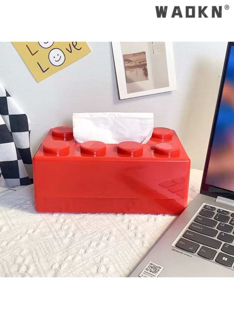 دبليو أيه أو كي أن الإبداعية لبنات البناء ، مع الربيع منشفة ورقية مربع الجدار شنقا غير مسامية ورقة حامل منشفة الحمام مربع المتلقي ( الأحمر )  - Image 1