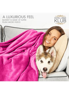 Hotel Linen Klub Single Micro Fleece Flannel Blanket 260 GSM Super Plush and Comfy Throw Blanket Size 150 x 200cm Fuschia Pink  - Image 2