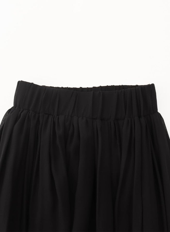 Noomelfish Noomlfish Kids Chiffon Pleated Long Skirts Boho Maxi Party Flower Girl Dress (5-12 Years), Black, 11-12 Years - Image 3