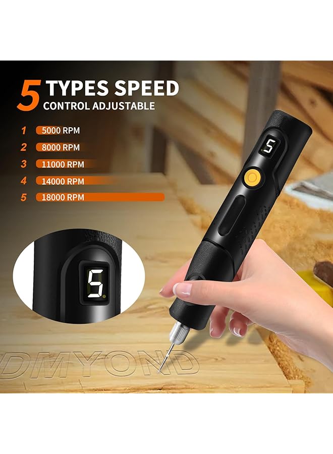 erorex Mini Cordless Rotary Tool Kit 5 Speed Multi Purpose Power Tool Led Screen Display For Sanding Engraving Polishing Drilling Handmade Crafting Diy Creations - Image 2
