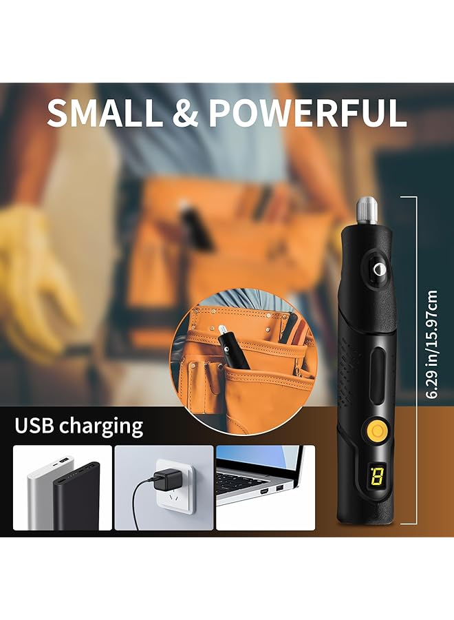 erorex Mini Cordless Rotary Tool Kit 5 Speed Multi Purpose Power Tool Led Screen Display For Sanding Engraving Polishing Drilling Handmade Crafting Diy Creations - Image 3