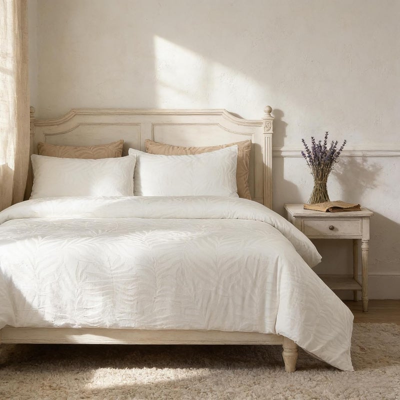 Simple&Opulence 100% Cotton Duvet Cover - Luxury Hotel Collection Cooling Comforter, Soft & Cozy, Breathable Bedding Set for All Season, 2 Pieces, 1 Duvet Cover and 1 Pillow Sham(Single, White) - Image 1