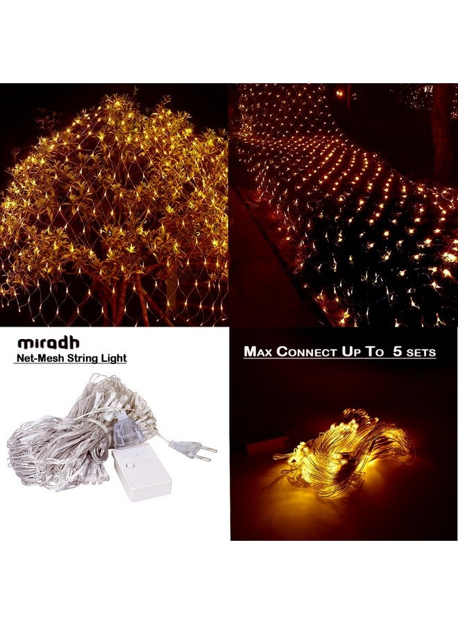 MIRADH أضواء شبكة LED مشرقة من MIRADH - أضواء ديوالي لتزيين المنزل 9.8 قدم × 6.6 قدم 180 LED 8 أوضاع أضواء خرافية لغرفة النوم أضواء ديوالي الزخرفية (MRD-NET-WW-3x2-180) - Image 5