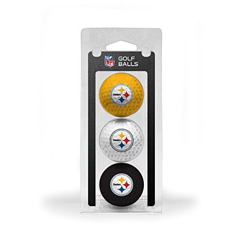 Team Golf NFL Pittsburgh Steelers 3 Golf Ball Pack Regulation Size Golf Balls, 3 Pack, Full Color Durable Team Imprint - Image 1