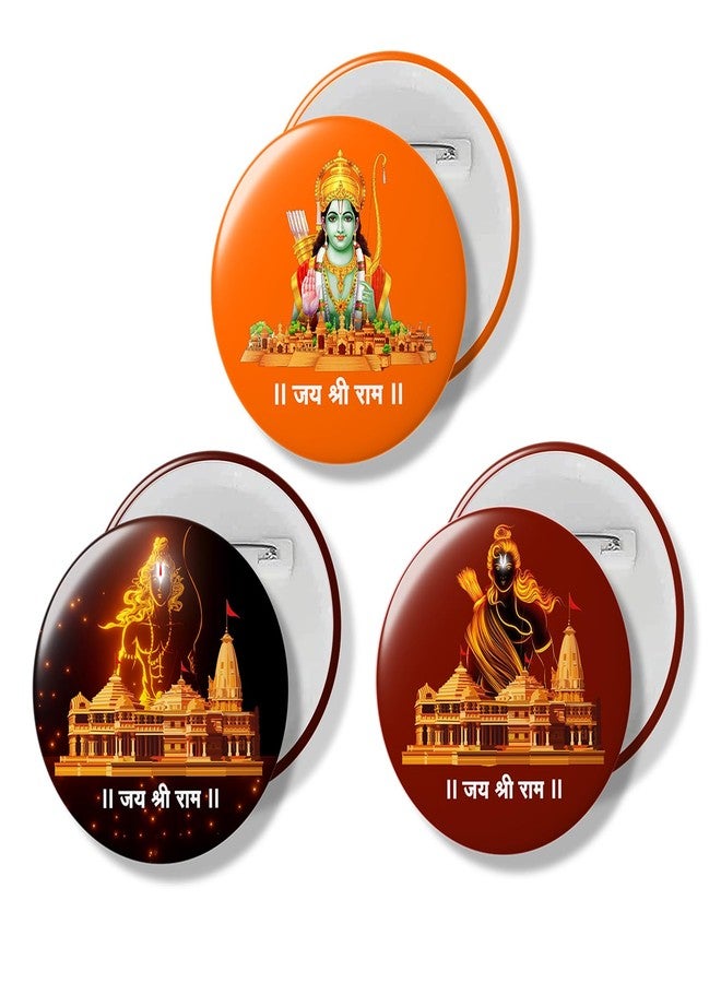Deep Print Mart Jai Shri Ram Pin Badge - Size 58 mm High Glossy (10 Badge) - Image 1