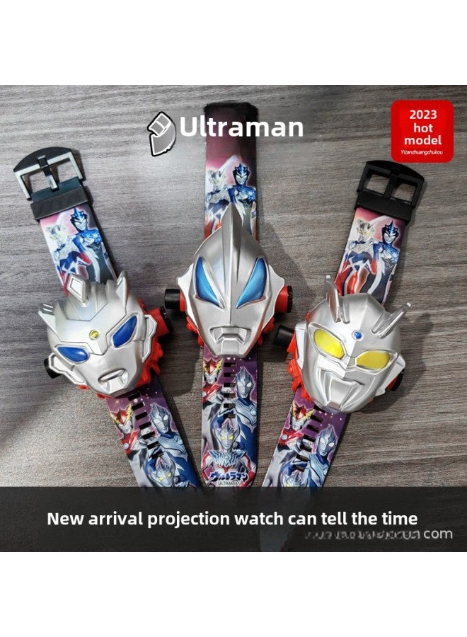 Ultraman Projection Watch Degas Children's Edition Electronic Cello Belia Luminous Boys Kindergarten Children's Day Toy-Color:Golden Tiga Projection Watch (24 Pictures Can Tell The Time)-Specifications:Opp Bag  - Image 3