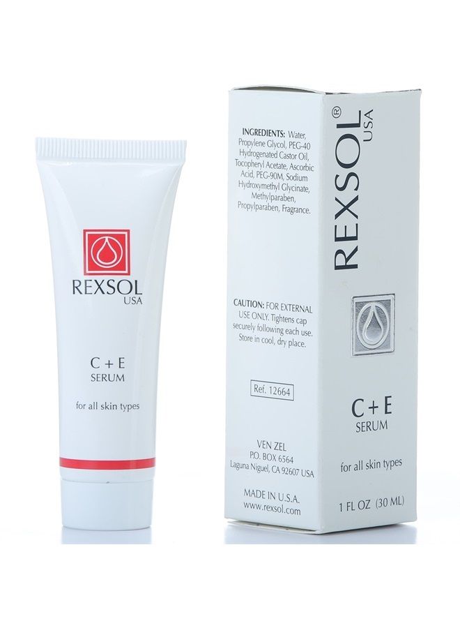REXSOL CE Serum | Contains Vitamin C & Vitamin E | Helps minimize the appearance of first signs of aging | Enhances skin's youthful appearance (30 ml/ 1 fl oz) - Image 1