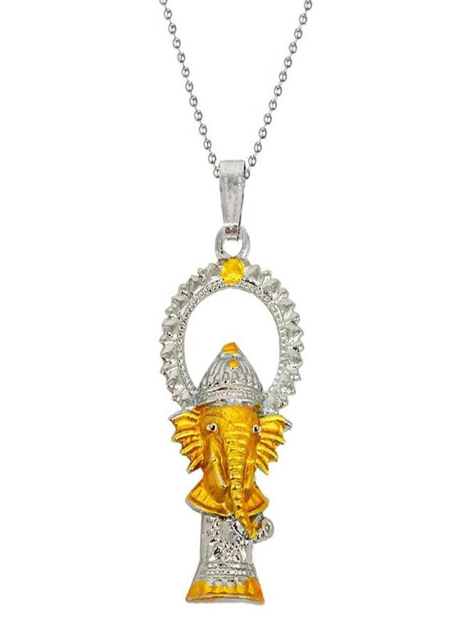 M Men Style Religious Jewelry Om Shree Ganesh Locket with Chain Gold Silver Zinc Metal Religious Symbols Pendant Chain for Men and Women - Image 1