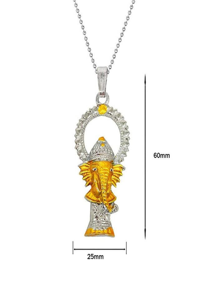 M Men Style Religious Jewelry Om Shree Ganesh Locket with Chain Gold Silver Zinc Metal Religious Symbols Pendant Chain for Men and Women - Image 2