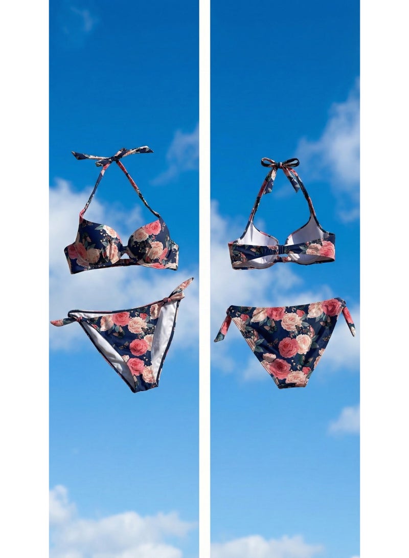 Cetus Bikini Floral Butterfly Set (Blue/Pink) - Image 3