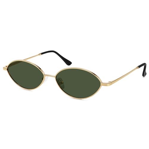 Fozono Retro Oval Sunglasses for Women Polarized UV Protection Trendy Vintage Small Sun Glasses Metal Frame - Image 1