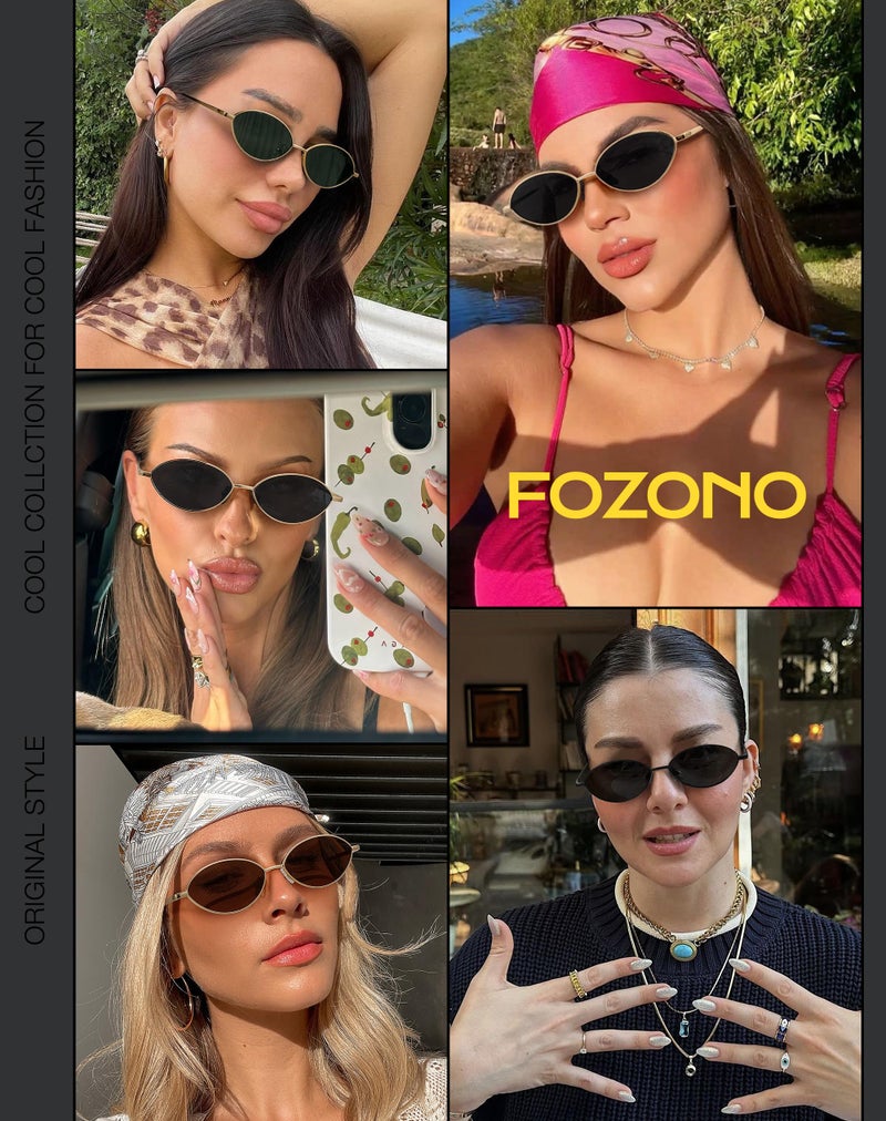 Fozono Retro Oval Sunglasses for Women Polarized UV Protection Trendy Vintage Small Sun Glasses Metal Frame - Image 4