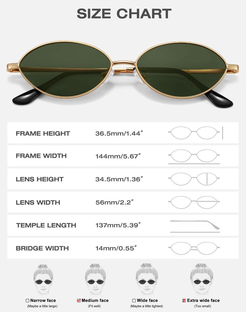 Fozono Retro Oval Sunglasses for Women Polarized UV Protection Trendy Vintage Small Sun Glasses Metal Frame - Image 5