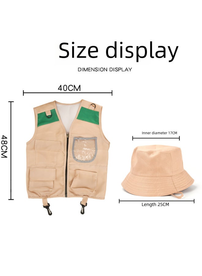 إسكدنيا Children's Outdoor Adventure Clothing Vest Hat Adventurer Role Play Stage Festival Performance Cosplay Suit-Specifications:Orange Adventure Suit -24*27-172g - Image 5